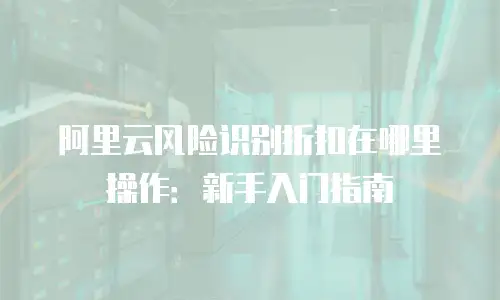阿里云风险识别折扣在哪里操作：新手入门指南