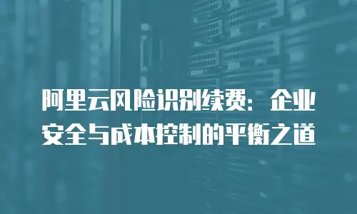 阿里云风险识别续费：企业安全与成本控制的平衡之道