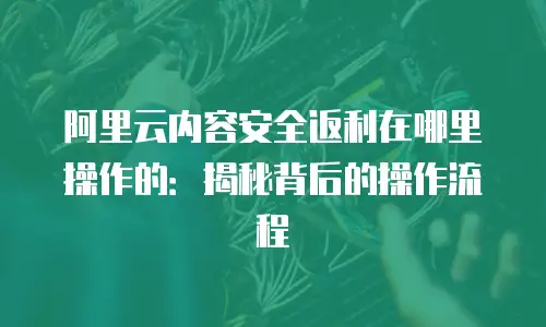 阿里云内容安全返利在哪里操作的：揭秘背后的操作流程