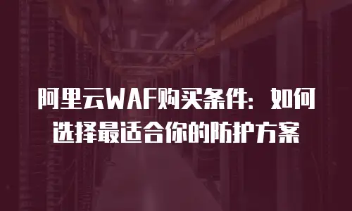 阿里云WAF购买条件：如何选择最适合你的防护方案