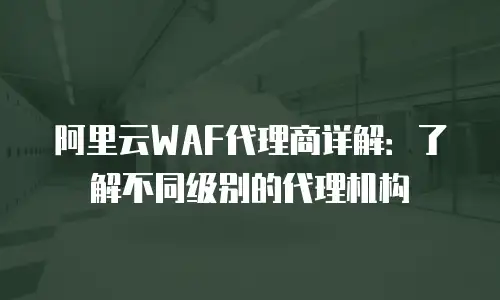 阿里云WAF代理商详解：了解不同级别的代理机构
