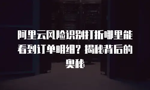 阿里云风险识别打折哪里能看到订单明细？揭秘背后的奥秘