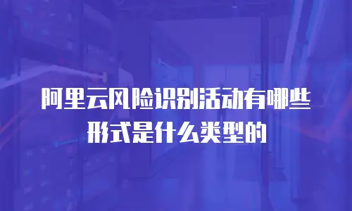 阿里云风险识别活动有哪些形式是什么类型的