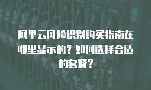 阿里云风险识别购买指南在哪里显示的？如何选择合适的套餐？