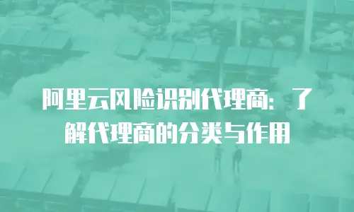 阿里云风险识别代理商：了解代理商的分类与作用
