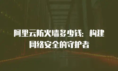 阿里云防火墙多少钱：构建网络安全的守护者