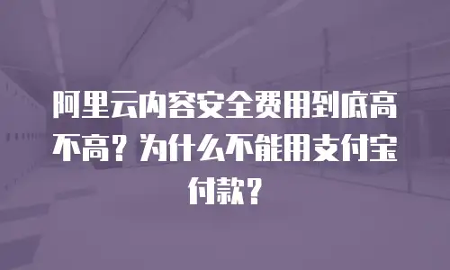 阿里云内容安全费用到底高不高？为什么不能用支付宝付款？