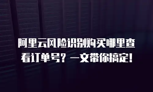 阿里云风险识别购买哪里查看订单号？一文带你搞定！