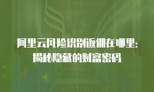 阿里云风险识别返佣在哪里：揭秘隐藏的财富密码