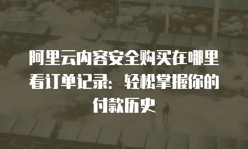 阿里云内容安全购买在哪里看订单记录：轻松掌握你的付款历史