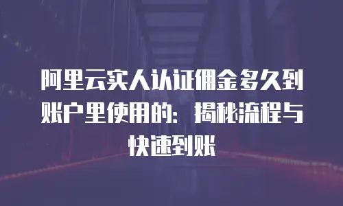 阿里云实人认证佣金多久到账户里使用的：揭秘流程与快速到账