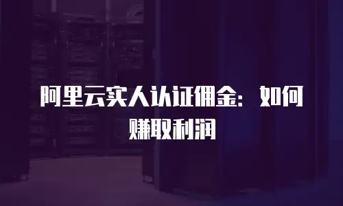 阿里云实人认证佣金：如何赚取利润