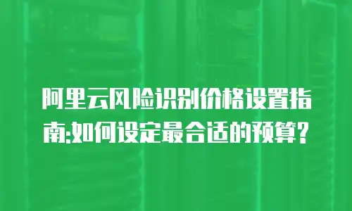阿里云风险识别价格设置指南:如何设定最合适的预算?