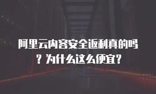 阿里云内容安全返利真的吗？为什么这么便宜？