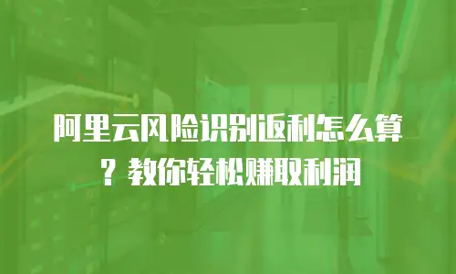 阿里云风险识别返利怎么算？教你轻松赚取利润