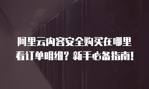 阿里云内容安全购买在哪里看订单明细？新手必备指南！