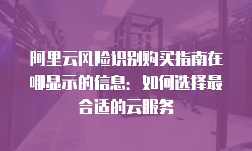 阿里云风险识别购买指南在哪显示的信息：如何选择最合适的云服务