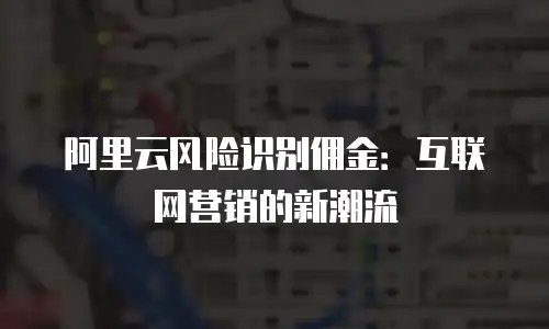 阿里云风险识别佣金：互联网营销的新潮流