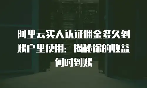 阿里云实人认证佣金多久到账户里使用：揭秘你的收益何时到账