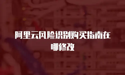 阿里云风险识别购买指南在哪修改