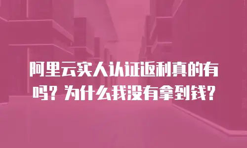阿里云实人认证返利真的有吗？为什么我没有拿到钱？