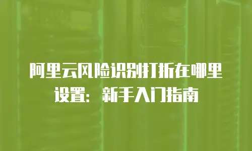 阿里云风险识别打折在哪里设置：新手入门指南