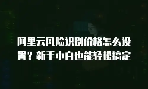 阿里云风险识别价格怎么设置？新手小白也能轻松搞定