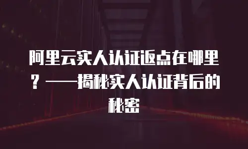 阿里云实人认证返点在哪里？——揭秘实人认证背后的秘密