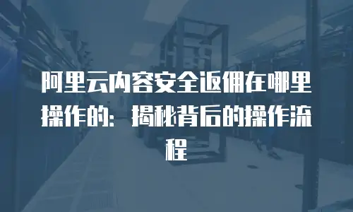 阿里云内容安全返佣在哪里操作的：揭秘背后的操作流程