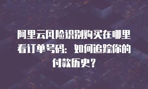 阿里云风险识别购买在哪里看订单号码：如何追踪你的付款历史？