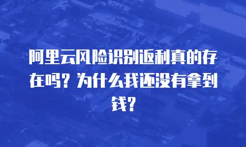 阿里云风险识别返利真的存在吗？为什么我还没有拿到钱？