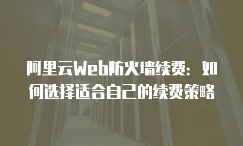 阿里云Web防火墙续费：如何选择适合自己的续费策略