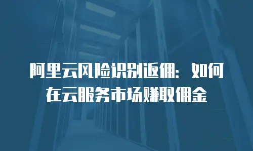 阿里云风险识别返佣：如何在云服务市场赚取佣金