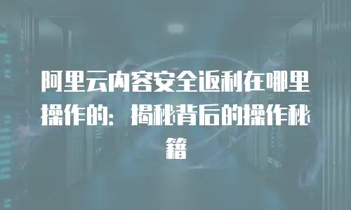 阿里云内容安全返利在哪里操作的：揭秘背后的操作秘籍