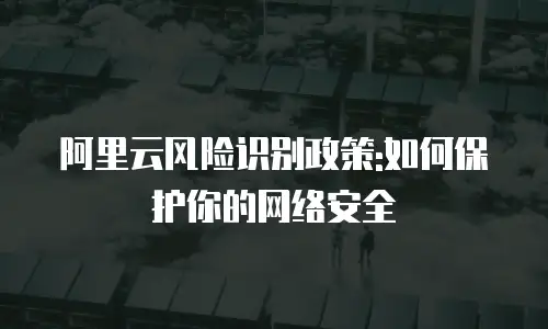 阿里云风险识别政策:如何保护你的网络安全