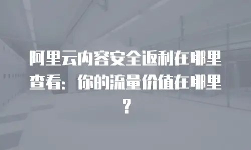 阿里云内容安全返利在哪里查看：你的流量价值在哪里？