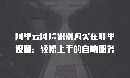 阿里云风险识别购买在哪里设置：轻松上手的自助服务