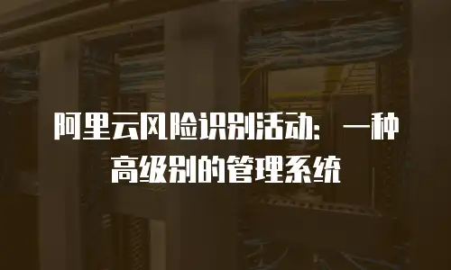 阿里云风险识别活动：一种高级别的管理系统