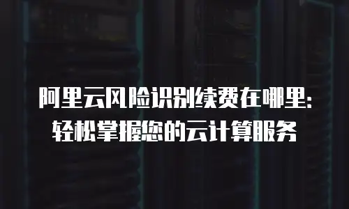 阿里云风险识别续费在哪里：轻松掌握您的云计算服务
