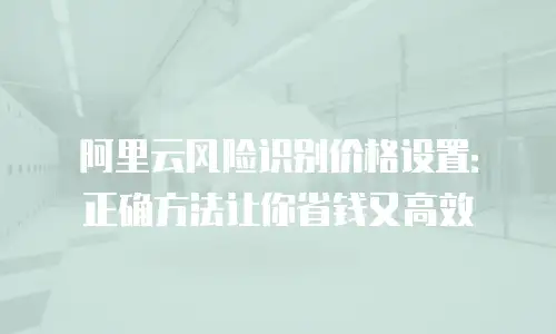 阿里云风险识别价格设置：正确方法让你省钱又高效