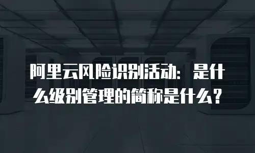 阿里云风险识别活动：是什么级别管理的简称是什么？