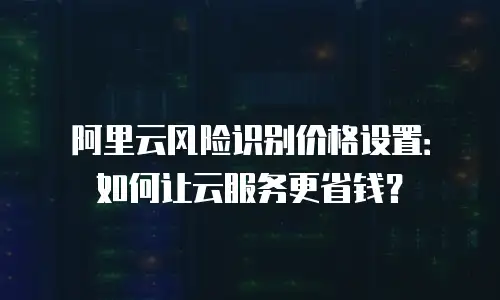 阿里云风险识别价格设置：如何让云服务更省钱？