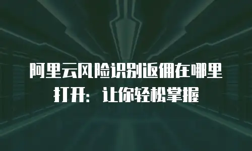 阿里云风险识别返佣在哪里打开：让你轻松掌握