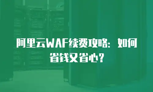 阿里云WAF续费攻略：如何省钱又省心？