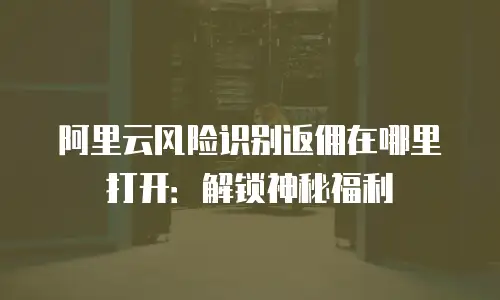 阿里云风险识别返佣在哪里打开：解锁神秘福利