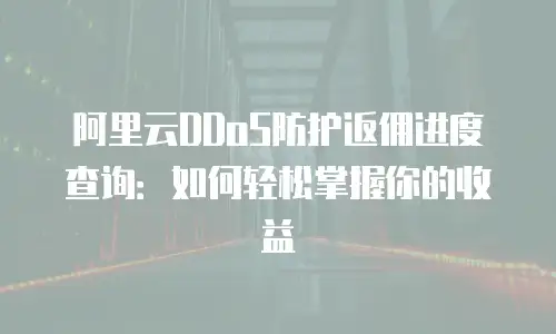 阿里云DDoS防护返佣进度查询：如何轻松掌握你的收益