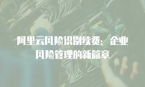 阿里云风险识别续费：企业风险管理的新篇章