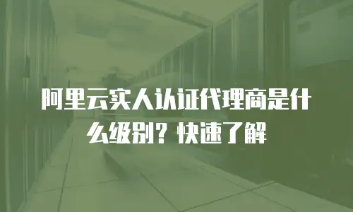 阿里云实人认证代理商是什么级别？快速了解