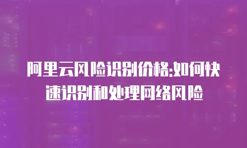 阿里云风险识别价格:如何快速识别和处理网络风险