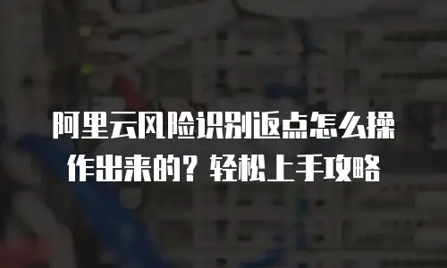 阿里云风险识别返点怎么操作出来的？轻松上手攻略